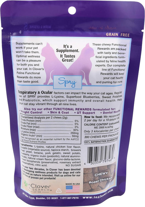 Spry Cat Eye Care Support, L-Lysine Cat Treat Supplement, Immune Support, Daily Treat for Cat Health