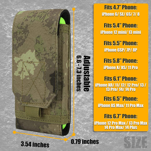 IronSeals Tactical Molle Phone Holster Pouch - Universal Belt Waist Bag for iPhone 16 Pro Max/16 Pro/15 Pro Max/14 Pro