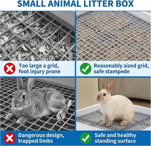 2 Pack Chinchillas WUWEOT Large Rabbit Litter Box, Shallow Bunny Restroom Litter Tray, Small Animals Litter Pan Toilet