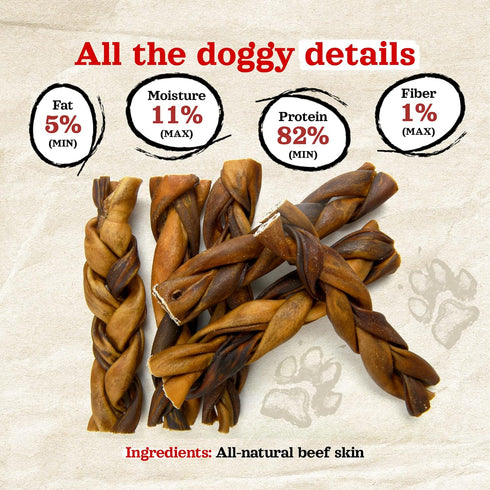 Natural Farm Braided Collagen Chews for Dogs (6 Inch, 10 Pack), Odor-Free, Rawhide Alternative