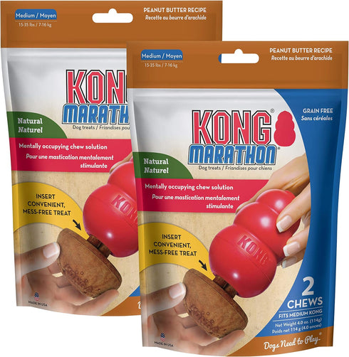 KONG Marathon Dog Treats, Peanut Butter Flavor, Medium, 2 Pack (4 Pieces Total)