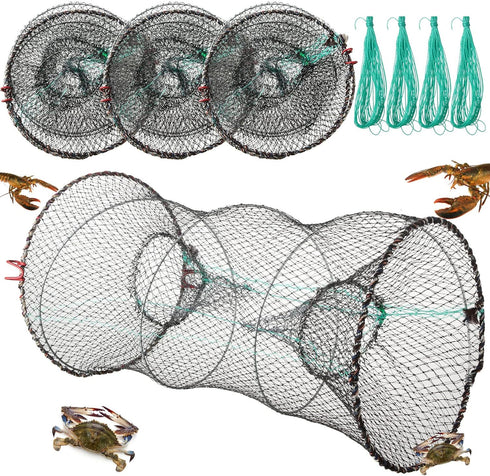 Zopeal 4 Pack Fishing Bait Trap Crab Trap Minnow Trap Crawfish Trap
