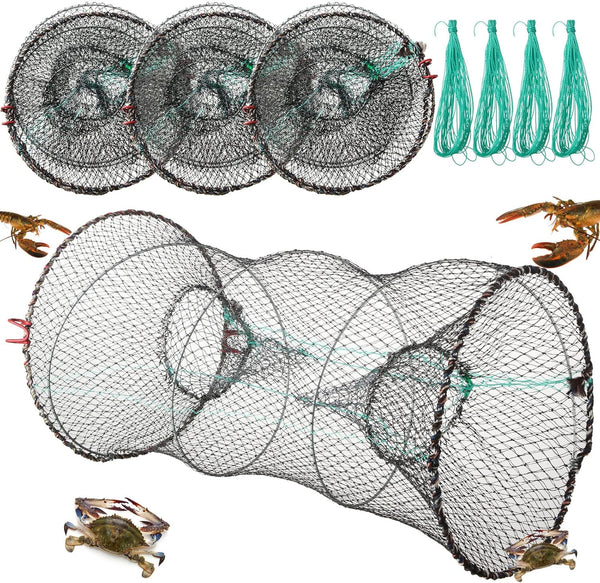 Zopeal 4 Pack Fishing Bait Trap Crab Trap Minnow Trap Crawfish Trap