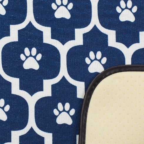 Bone Dry Ultra Absorbent Pet Mat, Machine Washable, 12x18, Nautical Blue/Off-White Lattice