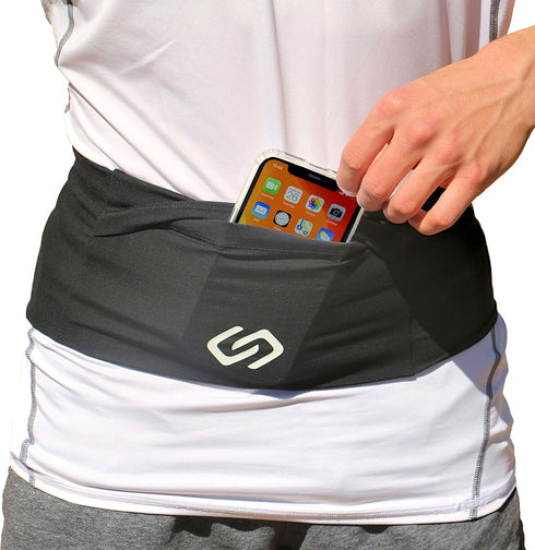 Sporteer VersaMod Running Belt - Workout Waist Pack for Smartphones and Personal Items, Small, Black