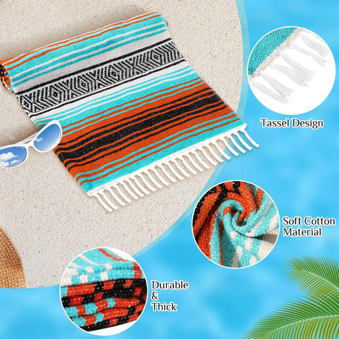 Oudain Mexican Blankets and Throws 45 x 70 Inch, Cotton Outdoor Camping Woven Serape Yoga Blanket