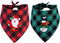 2 Pack Christmas Dog Plaid Bandana with Santa and Snowman Appliques Holiday Scarf for Pet Dog Puppy