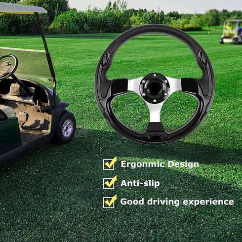 Golf Cart Steering Wheel, Universal Skid Steering Wheel for Club Car EZGO RXV, TXT, Yamaha, Precedent