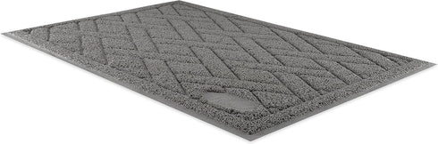 Pawkin Cat Litter Mat, Extra Large, Patented Design with Litter Lock Mesh, Durable, Easy to Clean, Soft, Gray