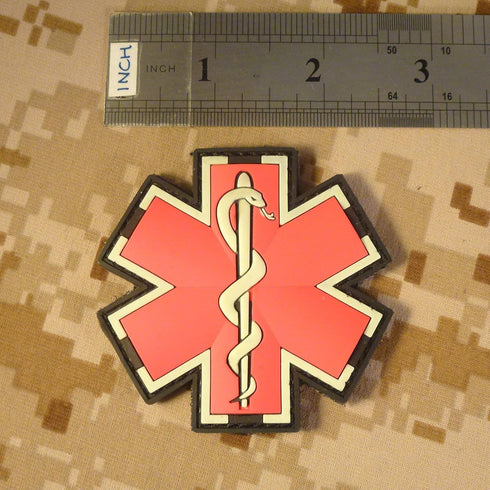 Red and White Glow-in-the-Dark Medical Cross Patch