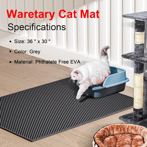 Cat Litter Mat, 36"x30", Washable, Extra Large XL, Honeycomb Double Scatter Control, Waterproof, Easy Clean