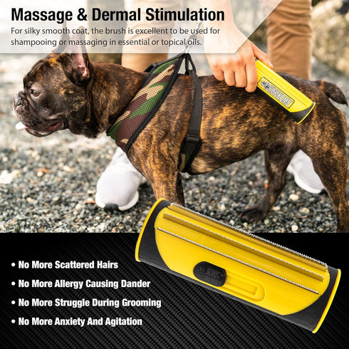 King Kanine Pet Grooming Brush - Self Cleaning Deshedding Tool for Dogs, Cats & Horses