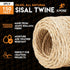 Sisal Twine - 2 Ply 150 Ft Thin Natural Fiber Rope on Spool - Rope Cat Scratching Post, Rope for Cat Scratcher, Cat Tree Replacement Parts, Pet Toy - Decorative Cordage for Crafts, Pole Wrap by Xpose Safety
