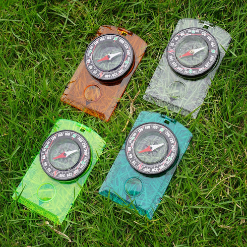RLXMARTD 4 Pcs Outdoor Compass with Adjustable Declination,Magnifier,Ruler,Scale. Multifunctional Orienteering