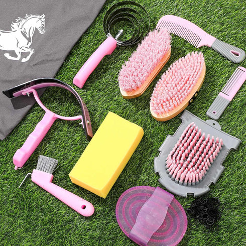 12 Sets Abbylike Pieces Horse Grooming Kit Racing Festival Tack Room Supplies Horse Brush Equine Care Cleaning Kit