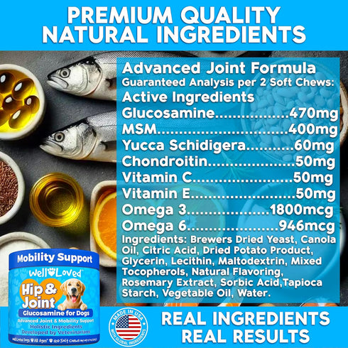 120 Well Loved Glucosamine for Dogs - Joint Supplement for Dogs, Made in USA, Vet Developed, Glucosamine Chondroitin