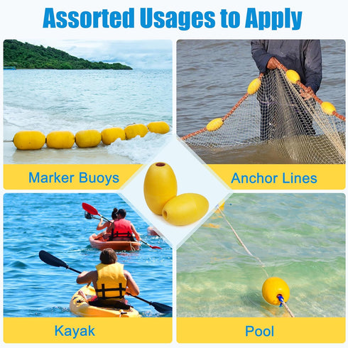 SILANON Marine Rope Floats, 4/6pcs Crab Trap Buoy Fishing Marker Buoys, Oval Water Floats for Boats Pool