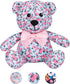 Blueberry Pet Gift Toys for Puppies & Dogs, 6", Cute Floral Print Light Blue Happy Bear Designer Squeak Plush Toy