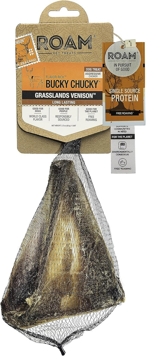 ROAM Pet Treats Bucky Chucky – Grasslands Venison Dog Bone, All Natural, Grain-Free, Gluten-Free, Single Ingredient