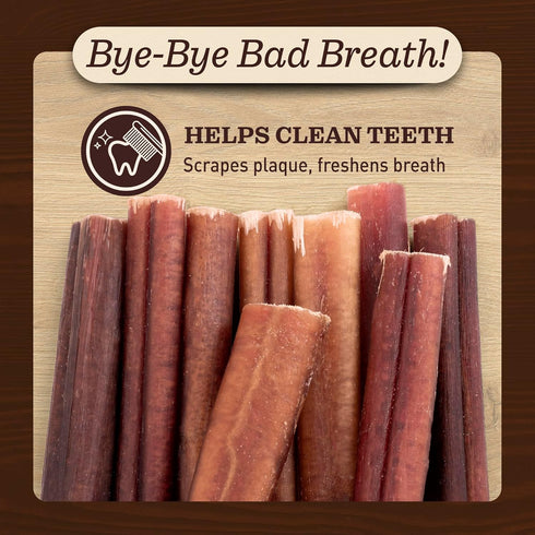 EVER FARM (12", 5 Pack) 100% Pet Odor-Free Standard Bully Sticks Grass-Fed Beef Pizzle Dog Chews, Fully Digestible