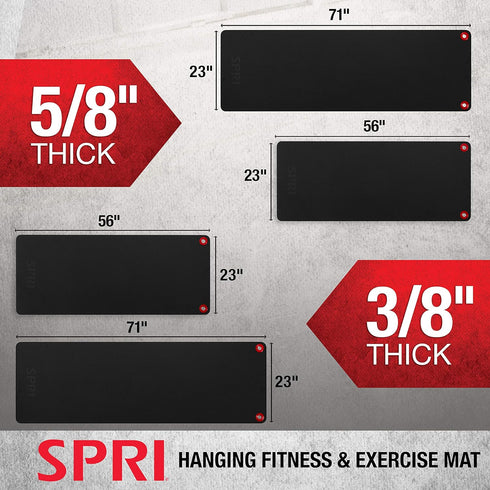 SPRI Hanging Exercise Mat, Commercial Grade Fitness & Yoga Mat for Group Classes with Reinforced Holes