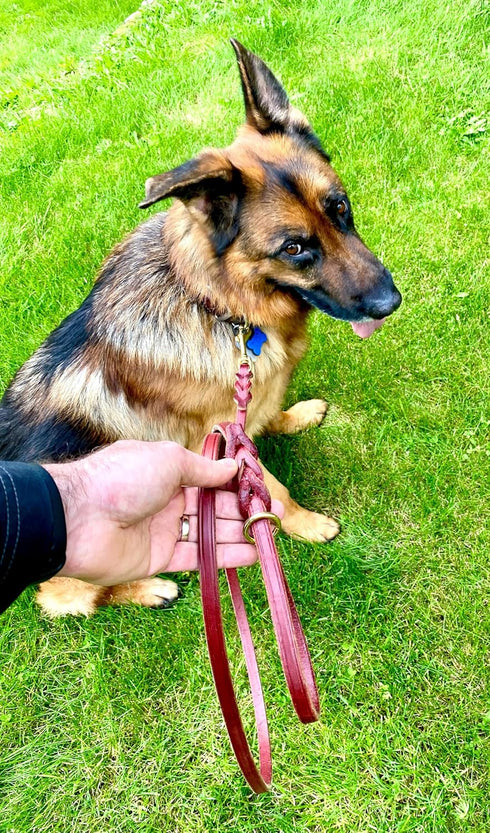 Ravenox Latigo Leather Dog Leash | Burgundy (1/2-inch x 6-feet) | USA Amish Made for Small to Medium Dogs