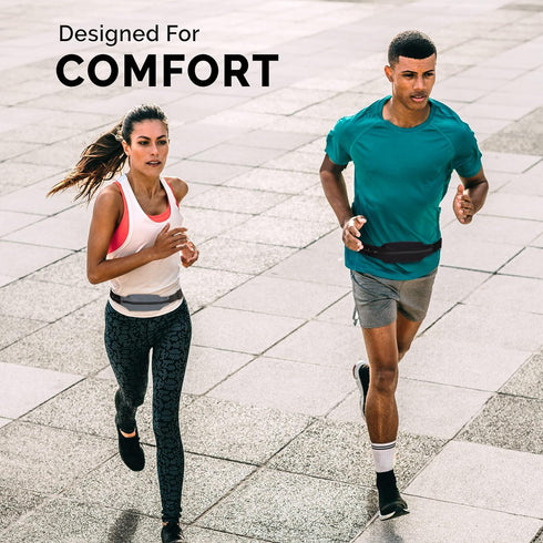 Slim Running Belt: Fits ALL Phones, Runners Fanny Pack, Money Belt, Waist Bag Workout Gear for Men & Women, Fishing Belt