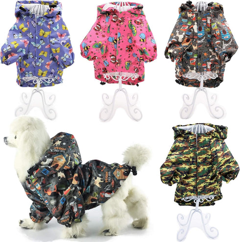 Small Pet Cat Dog Raincoat Hoodie Coat, Waterproof Rain Jacket Rainwear (XS: Length - 10", Pink)