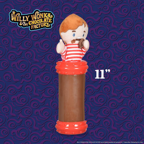 Willy Wonka for Pets Augustus Gloop Plush Toy in Textured Tube | Squeaky Dog Toys, Luxury Pet Plush