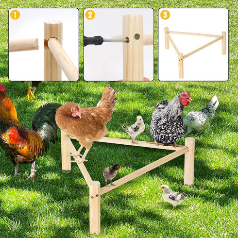 2P Chicken Perch for Coop & Brooder, Pine Wooden Chicken Toys & Coop Accessories for Chicken Triangular Gym Roosting