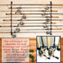 Rush Creek Creations Fishing Rod Holder for 10 Rods - Vertical/Horizontal Rack for Garage Organization