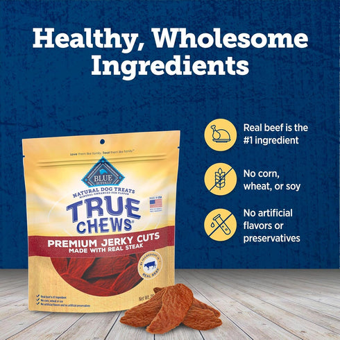 20-oz Blue Buffalo True Chews Premium Jerky Cuts Dog Treats, Made in the USA with Natural Ingredients, Beef, Bag