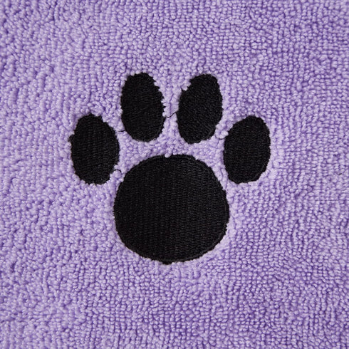 Bone Dry Pet Robe Collection, Embroidered Absorbent Microfiber Bath Robe with Adjustable Closure, Small, Lavender