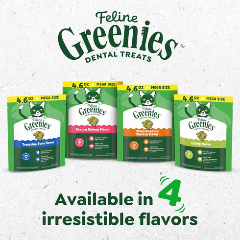 Veterinarian-Recommended 21 oz. Greenies Cat Treats, Feline Adult Natural Dental Cat Treats, Oven Roasted Chicken