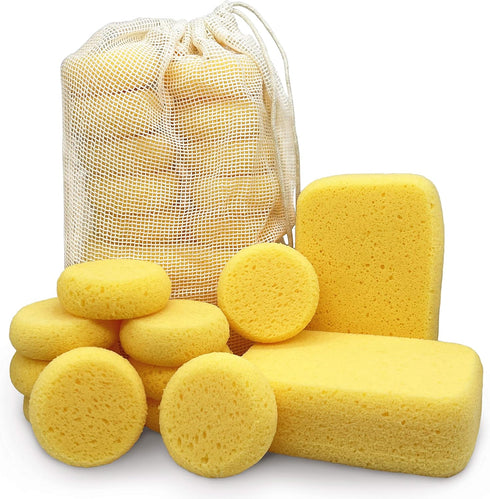 Premium Synthetic Horse Tack Sponges: 12pc Value Pack with Cotton Bag for Saddles, Bridles, Boots, Leather Care