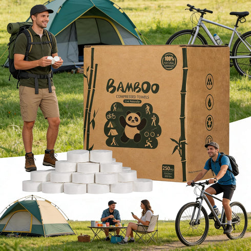 Backpacking 250 Pack LEKOCH Compressed Towel Tablets - Bamboo Portable Camping Paper Tablets, Great for Hiking, Travel