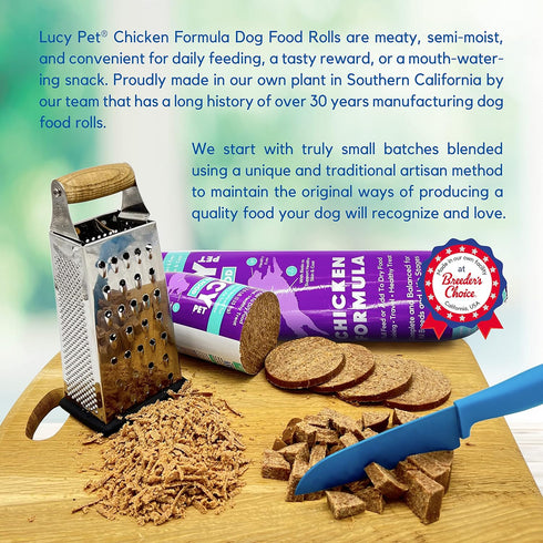 Lucy Pet Products Chicken Formula Dog Food Roll, 2.5 lb, Meaty Semi-Moist Dog Food