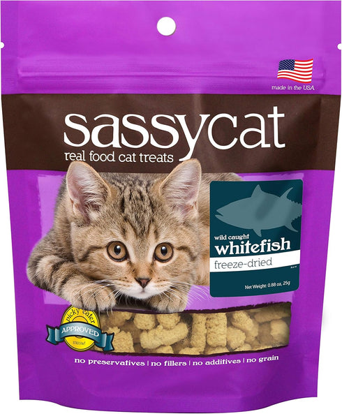 Herbsmith Sassy Cat Treats - Freeze Dried Whitefish, All Natural Limited Ingredient Treat - 0.88 oz