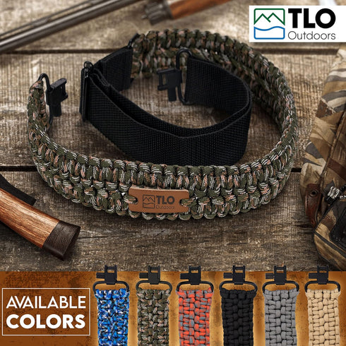 TLO Outdoors Paracord Gun Sling - Tactical 2-Point Rifle Sling, Adjustable Strap with Swivels for Hunting