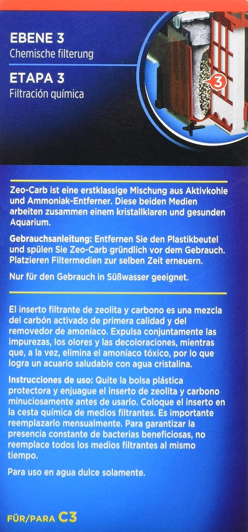 Fluval C3 Zeo-Carb Replacement Aquarium Filter Media, 3 Count (Pack of 1), 14018, White