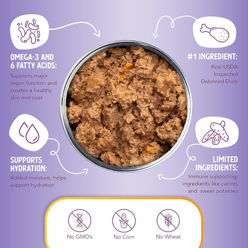 Health Extension Wet Dog Food, Duck Entree, 12.5 Oz / 374 g - Gluten & Grain-Free Natural Food (Pack of 12)