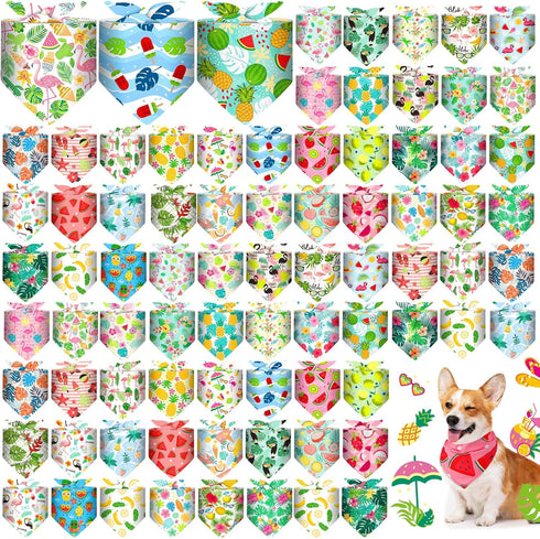 Bulyoou 72 Pcs Dog Bandanas Bulk for Summer Adjustable Washable Pet Triangle Scarf