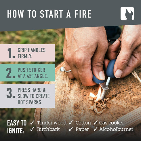 Light My Fire Flint Fire Starter Ferro Rod Survival Tool SCOUT — Fire Steel Bushcraft Gear — 2-in-1 Magnesium Fire