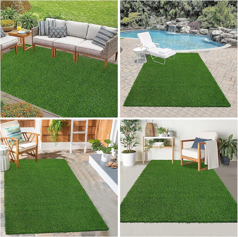 3x5Ft 3x5Ft Bsmathom Artificial Grass Rug Indoor Outdoor Rug, Dog Grass Mat with Drainage Holes, Synthetic Artificial