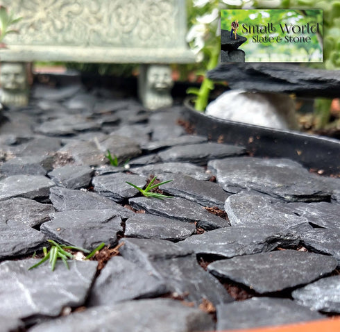 Natural Slate Stone, 1/2 to 1 inch, Perfect for Miniature Gardens, Aquariums, and Terrariums