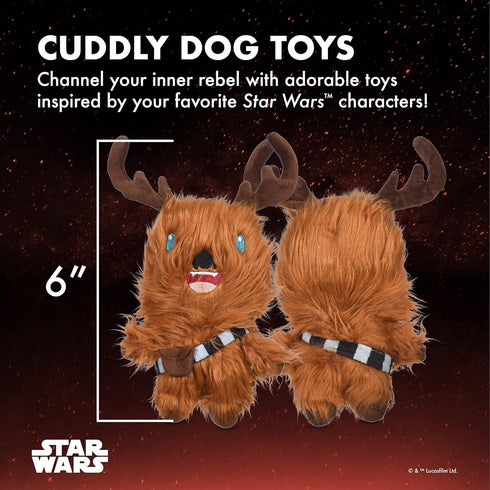 Star Wars for Pets Chewbacca Reindeer Squeaky Dog Toy, Soft Plush Holiday Toy, Small Dog Toy 6 Inch