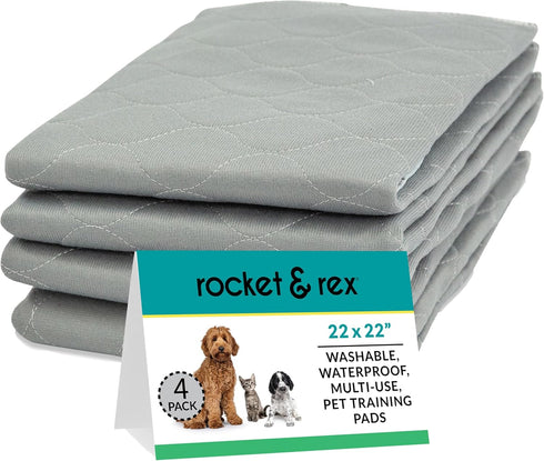 rocket & rex Premium Washable Pee Pads for Dogs, Waterproof & Reusable