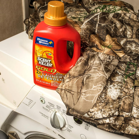Eliminator,32 Ounces,(Pack 2) Scent Killer Gold Scent Free Laundry Detergent for Hunting Gear with Power Boost Plus