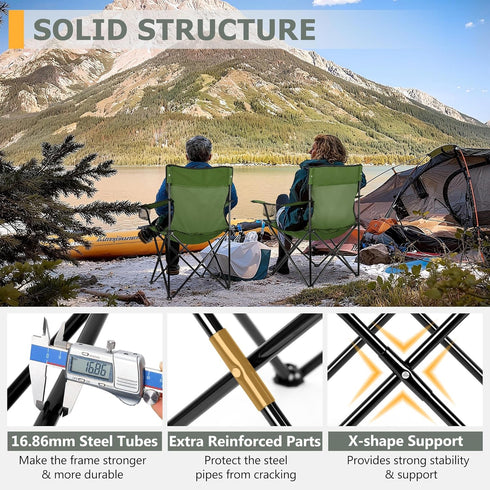 Joyfair Portable Camping Chair, Outdoor Lawn Folding Chairs for Adults, Heavy Duty Large Foldable Chairs for Beach