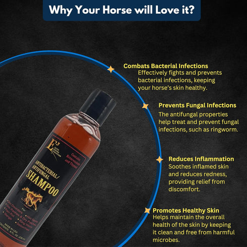 E3 (8 oz) Antifungal Ketoconazole and Thymol Skincare Shampoo for Horses and Dogs - Relieves Itching, Irritation